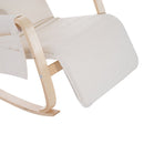 Wooden Rocking Chair With Adjustable Footrest Side Pocket Cushion - Beige
