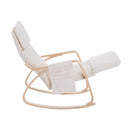 Wooden Rocking Chair With Adjustable Footrest Side Pocket Cushion - Beige