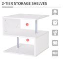 50Lx50Wx50Hcm Side Table 2 Tier Storage Shelves Organizer Office Bookcase Living Room End Desk Stand Display-White