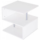 50Lx50Wx50Hcm Side Table 2 Tier Storage Shelves Organizer Office Bookcase Living Room End Desk Stand Display-White