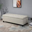 Microfibre Upholstered Tufted Ottoman Beige