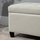 Microfibre Upholstered Tufted Ottoman Beige