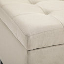Microfibre Upholstered Tufted Ottoman Beige