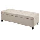 Microfibre Upholstered Tufted Ottoman Beige