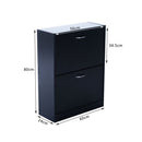 Wooden Storage Shoe Cabinet 2 Tier Drawers Footwear Stand Rack Unit Chaussures Organiser-Black/White