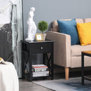 MDF 2-Tier Side Table w/ Drawer Black