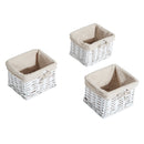 Wall Mounted Coat Hook Storage Unit Entryway Rack Shelf W/3 Wicker Baskets and Hooks - White