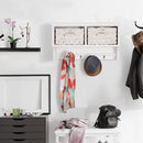 Wall Mounted Coat Unit Entryway Rack Shelf W/2 Wicker Baskets and Hooks-White