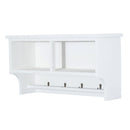 Wall Mounted Coat Unit Entryway Rack Shelf W/2 Wicker Baskets and Hooks-White