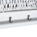 Wall Mounted Coat Unit Entryway Rack Shelf W/2 Wicker Baskets and Hooks-White