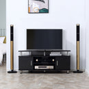 TV Unit Cabinet with Storage Shelves and Cupboard, Entertainment Center for Living Room, Black Stand Cupboard Room