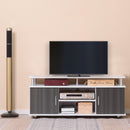 TV Cabinet Unit For TVs Up To 55'' With Storage Shelf And Cupboards, Living Room Entertainment Center Media Console, Grey And White Stand Furniture Console Grey