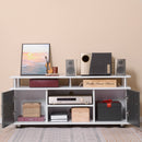 TV Cabinet Unit For TVs Up To 55'' With Storage Shelf And Cupboards, Living Room Entertainment Center Media Console, Grey And White Stand Furniture Console Grey