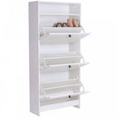 Shoe Storage Cabinet, 3 Drawers, Chipboard-White