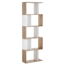 Bookcase, 5-tier, S Shape, Particle Board-White