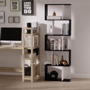 Particle Board 5-tier Bookcase Storage Display Shelving S Shape design Unit Divider Black