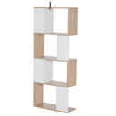 Bookcase, 4-tier, S Shape Particle Board-White/Oak