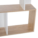 Bookcase, 4-tier, S Shape Particle Board-White/Oak