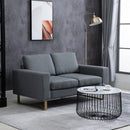2 Seater Sofa Modern Double Seat Compact Loveseat Padded Linen Upholstery Steel Legs - Grey
