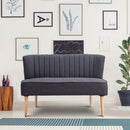 Modern Double Seat Sofa Bed Loveseat Couch Compact Padded Linen Wooden Legs-Dark Grey