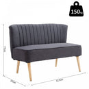 Modern Double Seat Sofa Bed Loveseat Couch Compact Padded Linen Wooden Legs-Dark Grey