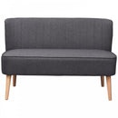 Modern Double Seat Sofa Bed Loveseat Couch Compact Padded Linen Wooden Legs-Dark Grey