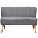 2 Seater Sofa Compact Loveseat Couch Bed Padded Linen Wooden Legs-Grey