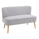 Faux Velvet Upholstered 2-Seater Sofa Small Sofa w/Wood Legs Grey