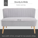 Faux Velvet Upholstered 2-Seater Sofa Small Sofa w/Wood Legs Grey