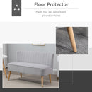 Faux Velvet Upholstered 2-Seater Sofa Small Sofa w/Wood Legs Grey