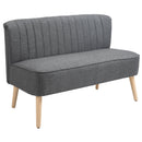Modern Double Seat Sofa Loveseat Couch 2 Seater Compact Sofa Padded Linen Wood Leg, Charcoal Grey Legs