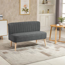 Modern Double Seat Sofa Loveseat Couch 2 Seater Compact Sofa Padded Linen Wood Leg, Charcoal Grey Legs
