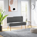 Modern Double Seat Sofa Loveseat Couch 2 Seater Compact Sofa Padded Linen Wood Leg, Charcoal Grey Legs