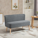 Modern Double Loveseat Couch 2 Seater Compact Sofa Padded Linen Wood Leg - Grey