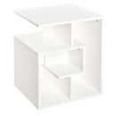 Wooden Side Table, 3 Tier End Table with Open Storage Shelves, Living Room Coffee Table Organiser Unit, White 3-Tier Shelves Book Magazine Desk Shelving