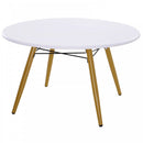 Modern Round Coffee Tea Table White Storage MDF Side End W/Solid Pine Legs Scandinavian Retro D80 x 45H cm