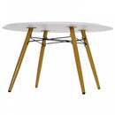 Modern Round Coffee Tea Table White Storage MDF Side End W/Solid Pine Legs Scandinavian Retro D80 x 45H cm
