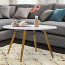 Modern Round Coffee Tea Table White Storage MDF Side End W/Solid Pine Legs Scandinavian Retro D80 x 45H cm