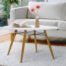 Modern Round Coffee Tea Table White Storage MDF Side End W/Solid Pine Legs Scandinavian Retro D80 x 45H cm