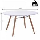 Modern Round Coffee Tea Table White Storage MDF Side End W/Solid Pine Legs Scandinavian Retro D80 x 45H cm