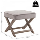 HOMCOM Vintage Footstool Padded Seat X Leg Chair Velvet Cover Shabby Chic Footrest Solid Rubber Wood 49.5 x 45 x 41 cm Grey
