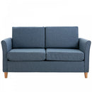 Linen Upholstery 2-Seater Sofa with Wooden Legs - Blue