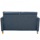 Linen Upholstery 2-Seater Sofa with Wooden Legs - Blue