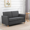 Linen Upholstery 2-Seater Sofa Floor Sofa Living Room Furniture w/Armrest Wooden Legs Dark Grey