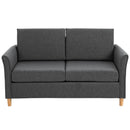 Linen Upholstery 2-Seater Sofa Floor Sofa Living Room Furniture w/Armrest Wooden Legs Dark Grey