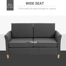 Linen Upholstery 2-Seater Sofa Floor Sofa Living Room Furniture w/Armrest Wooden Legs Dark Grey