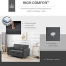 Linen Upholstery 2-Seater Sofa Floor Sofa Living Room Furniture w/Armrest Wooden Legs Dark Grey