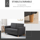 Linen Upholstery 2-Seater Sofa Floor Sofa Living Room Furniture w/Armrest Wooden Legs Dark Grey
