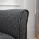 Linen Upholstery 2-Seater Sofa Floor Sofa Living Room Furniture w/Armrest Wooden Legs Dark Grey