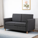 Linen Upholstery 2-Seater Sofa Floor Sofa Living Room Furniture w/Armrest Wooden Legs Dark Grey